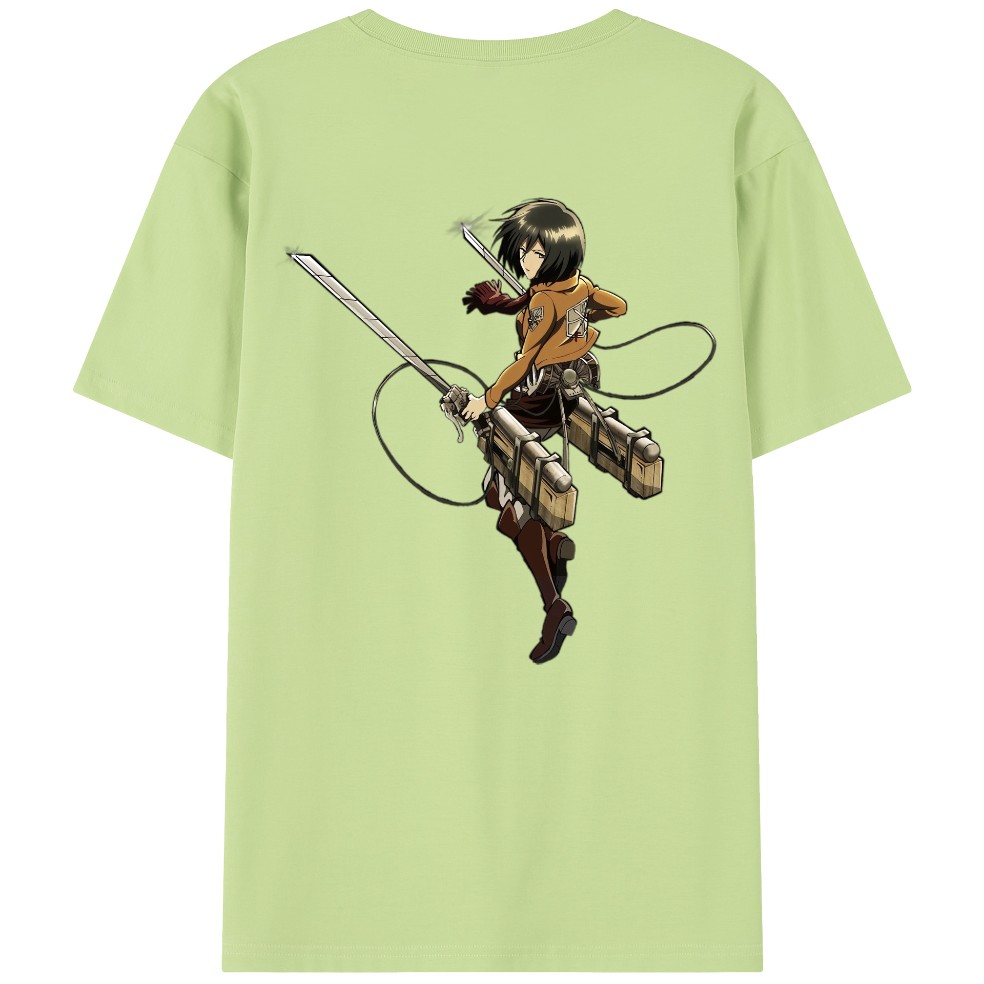 （画像用） 進撃の巨人 ミカサ·アッカーマン Attack on Titan Mikasa Ackerman 綿100％半袖Tシャツ（背面プリント）